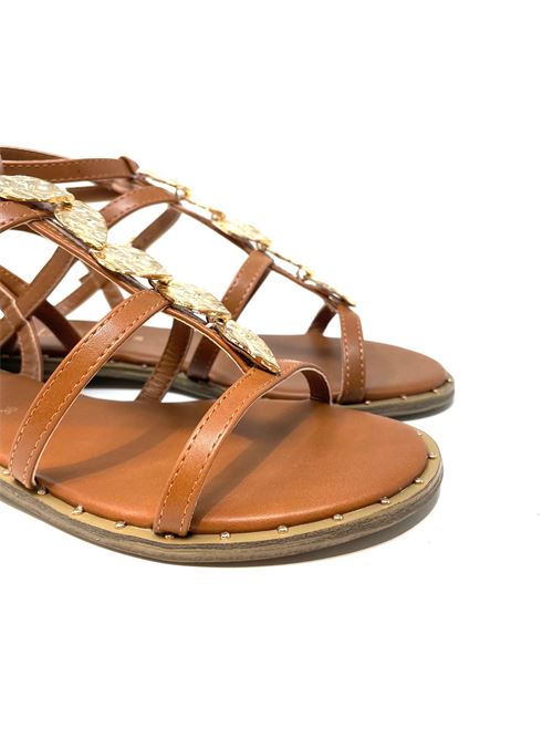 Sandalo donna con accessorio foglia IL LACCIO | 9246SOFTMARRONE